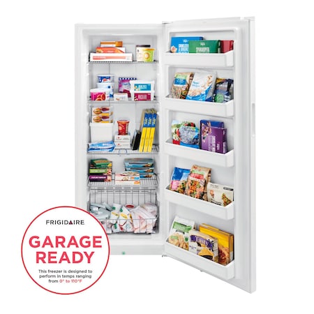 Frigidaire 16 cu. ft. EvenTemp Frost-Free Upright Freezer with Reversible Door and Adjustable Shelves FFFU16F2VW